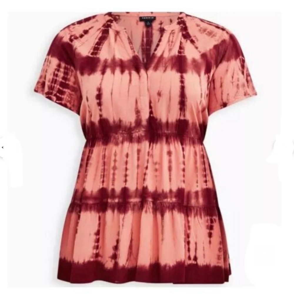 Torrid Tie-Dye Babydoll Tunic Blouse Size 5X